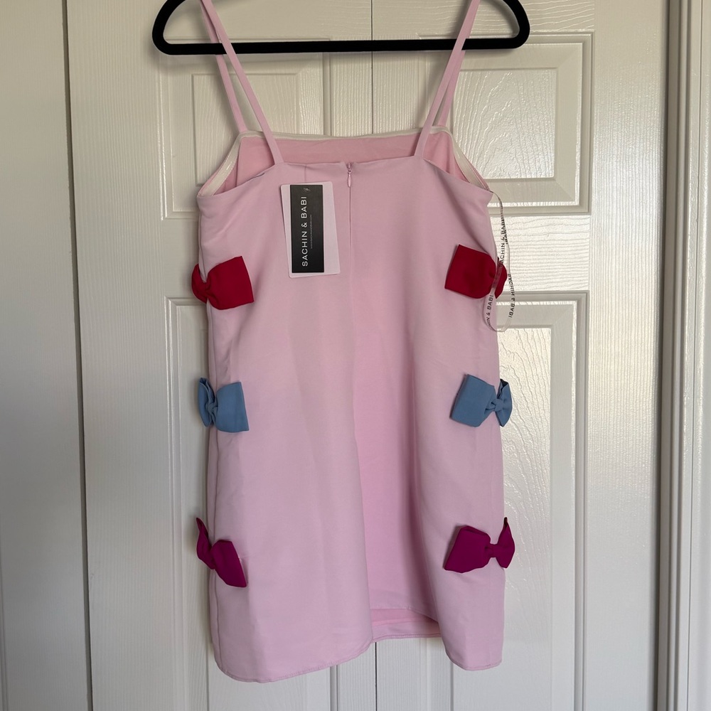 Sachin + Babi Pink Mini Dress with Blue and Fuchsia Bows - Picture 7 of 10